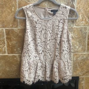 Blush/beige J. Crew lace peplum top